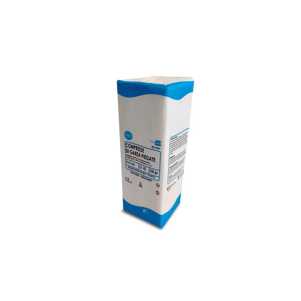 Compressa garza 5x5cm 12 strati cotone - 100 pz