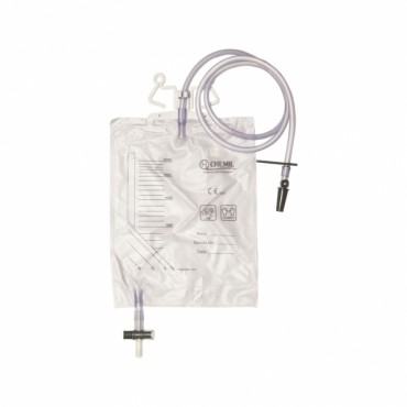 Sacca urina a circuito chiuso 2000 ml, sterile, valvola antireflusso, tubo 120 cm