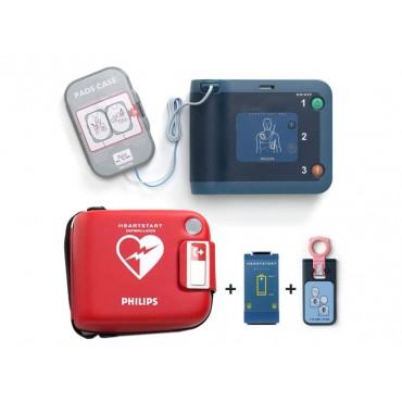 Defibrillatore Philips FRX con placche adulto, batteria, valigetta, chiave pediatrica