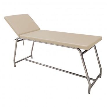 Lettino da visita Value cromato, rivestimento beige, 2 sezioni