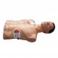 AmbuMan Manichino Torso per Addestramento BLS-D con Ventilazione e DAE - elettrodi applicati