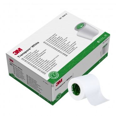 Transpore 3M bianco - h 25 mm x 9,14 m - 12 pezzi